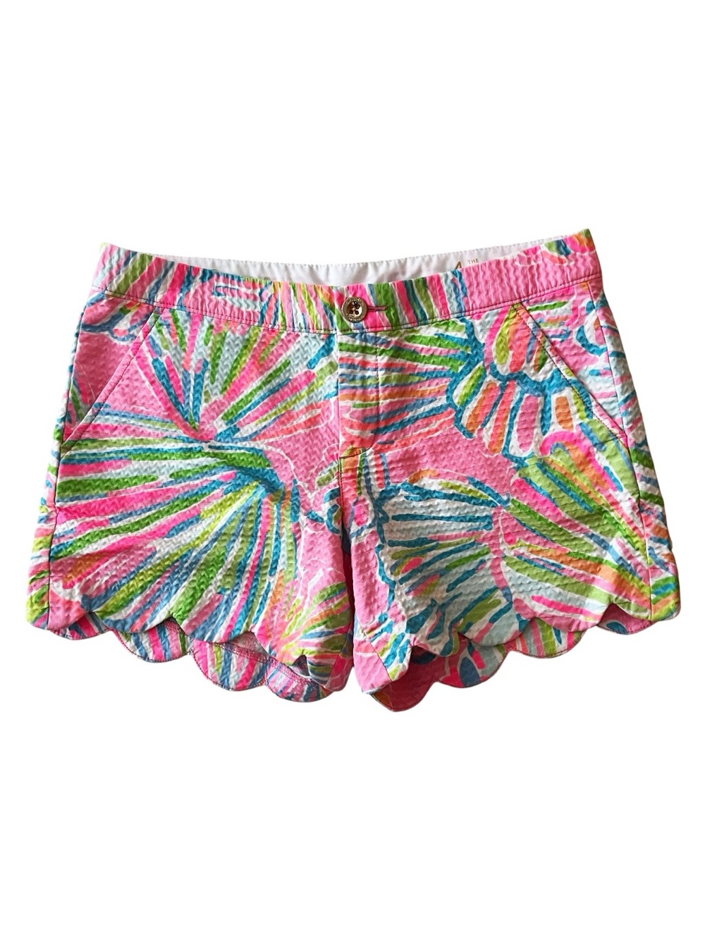 Lilly Pulitzer Floral Buttercup Short Flamingo Pink Don’t Give A Cluck Size 4